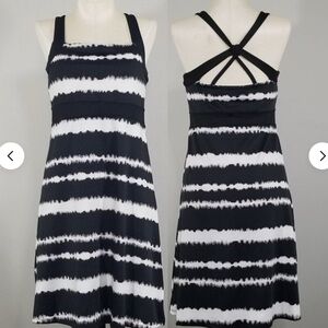 Soybu Black and White Striped Athletic Midi Dress
